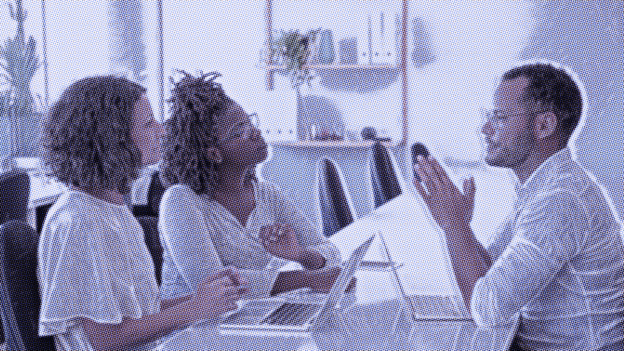 Concentrated business people talking